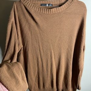 side slit waffle knit sweater